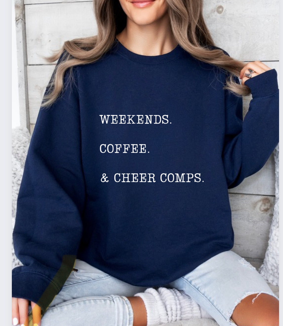 Weekends. Coffee. & Cheer Comps Crewneck